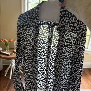 Black and White Heart Pattern Blouse